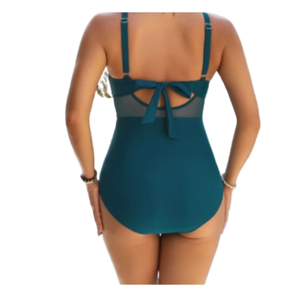 Women’s Modest Mesh Tummy Control Slimming One Piece Bathing Suit